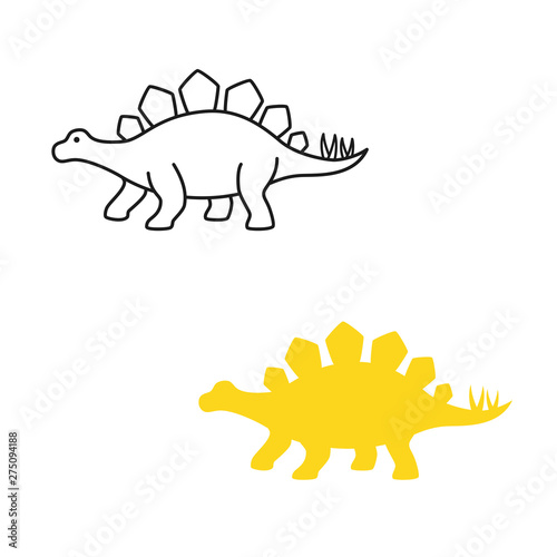 Stegosaurus vector silhouette and contour. Dinosaur stegosaurus isolated