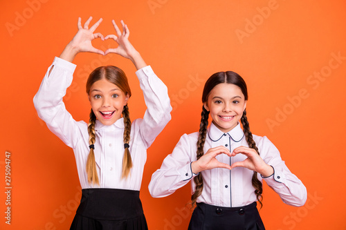 Фотография Portrait of two person nice attractive charming cute cheerful cheery lovable fun