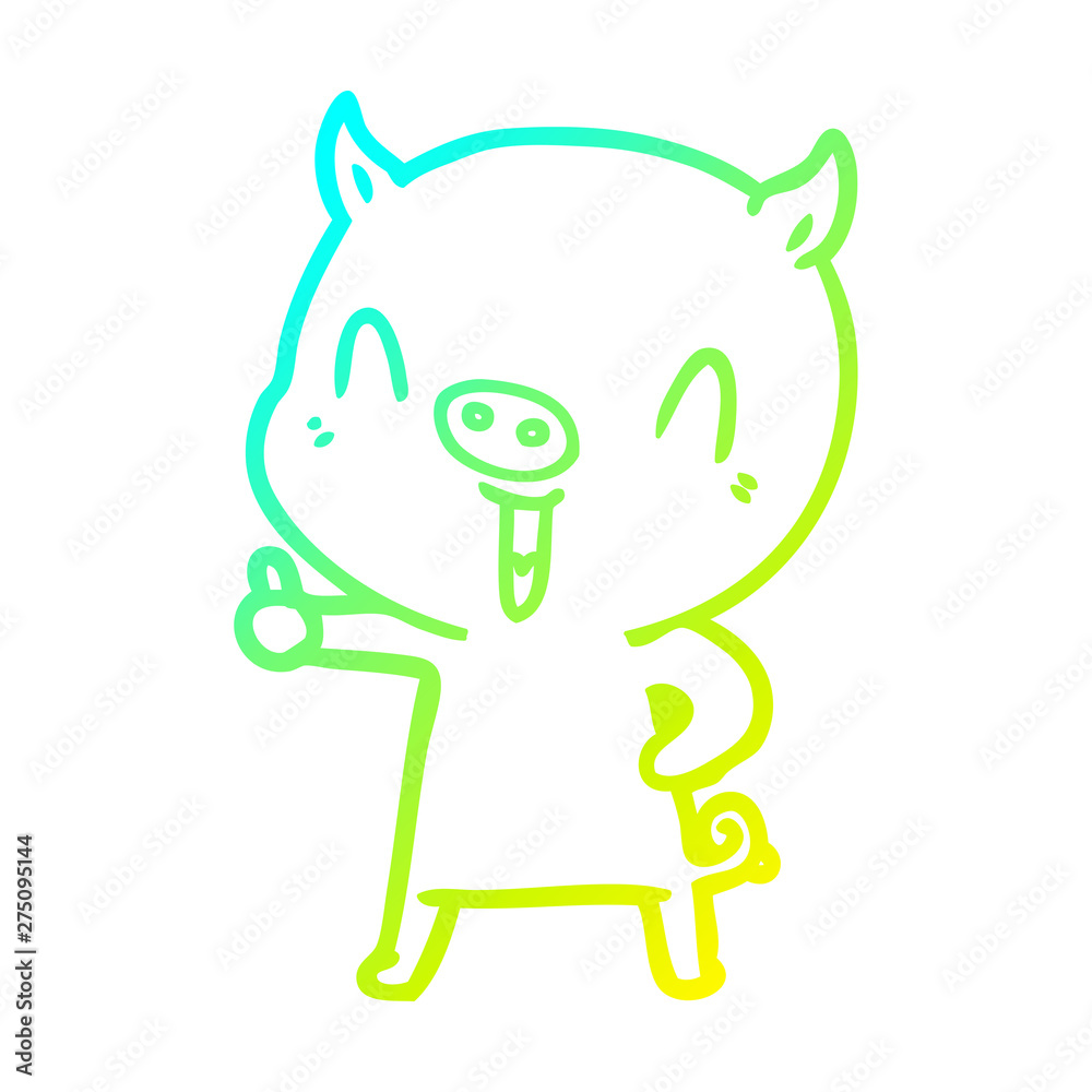 cold gradient line drawing happy cartoon pig cold gradient line drawing happy cartoon pig