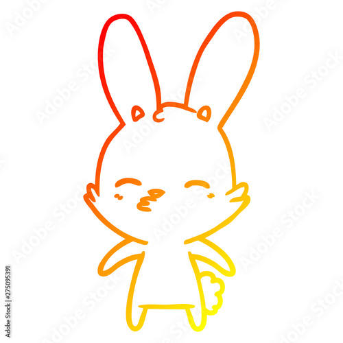 warm gradient line drawing curious bunny cartoon