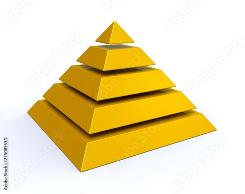 Pyramid. Five elements strategy. 3d illustration.