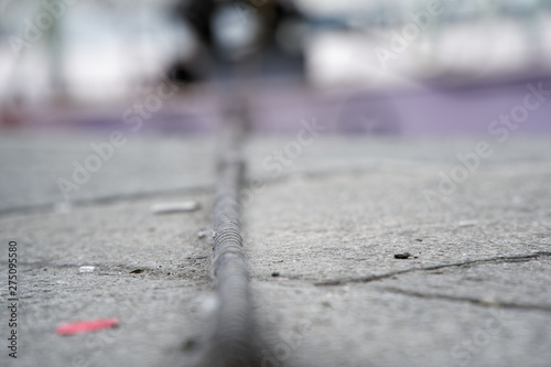 Boat rope at low angle view, selective focus