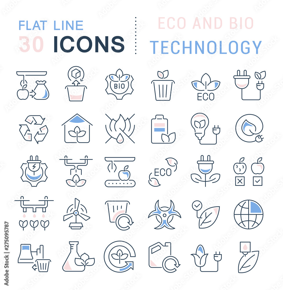 Set Vector Line Icons of Eco and Bio Technology Set Vector Line Icons of Eco and Bio Technology