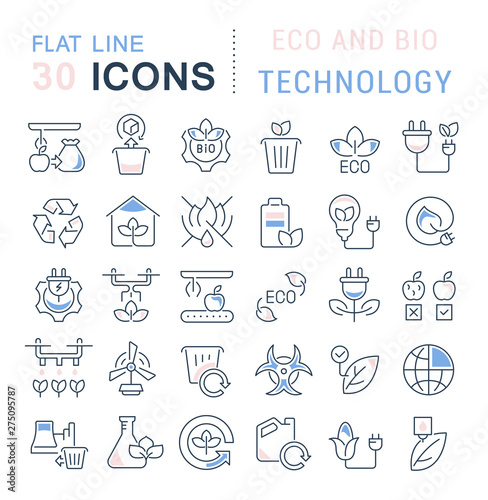 Set Vector Line Icons of Eco and Bio Technology