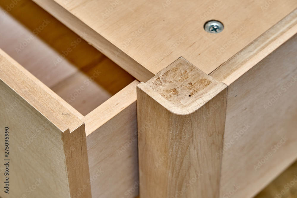 Solid wood nightstand building process. Wooden furniture manufacturing process. Furniture