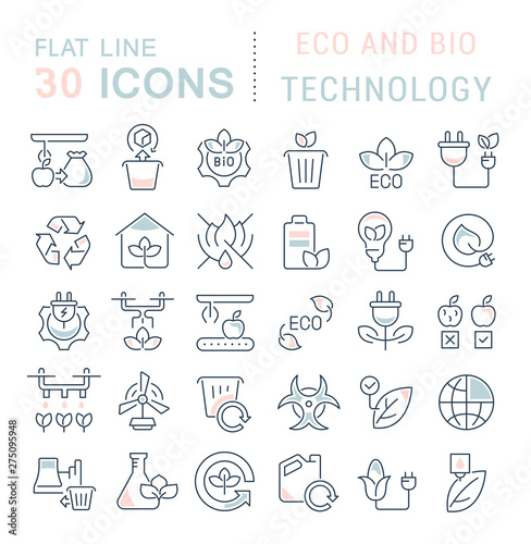 Set Vector Line Icons of Eco and Bio Technology