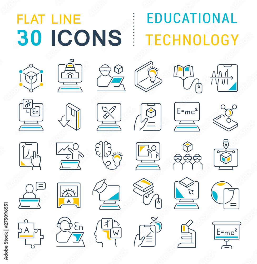 Set Vector Line Icons of Educational Technology