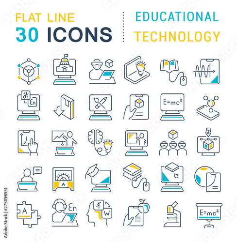 Set Vector Line Icons of Educational Technology