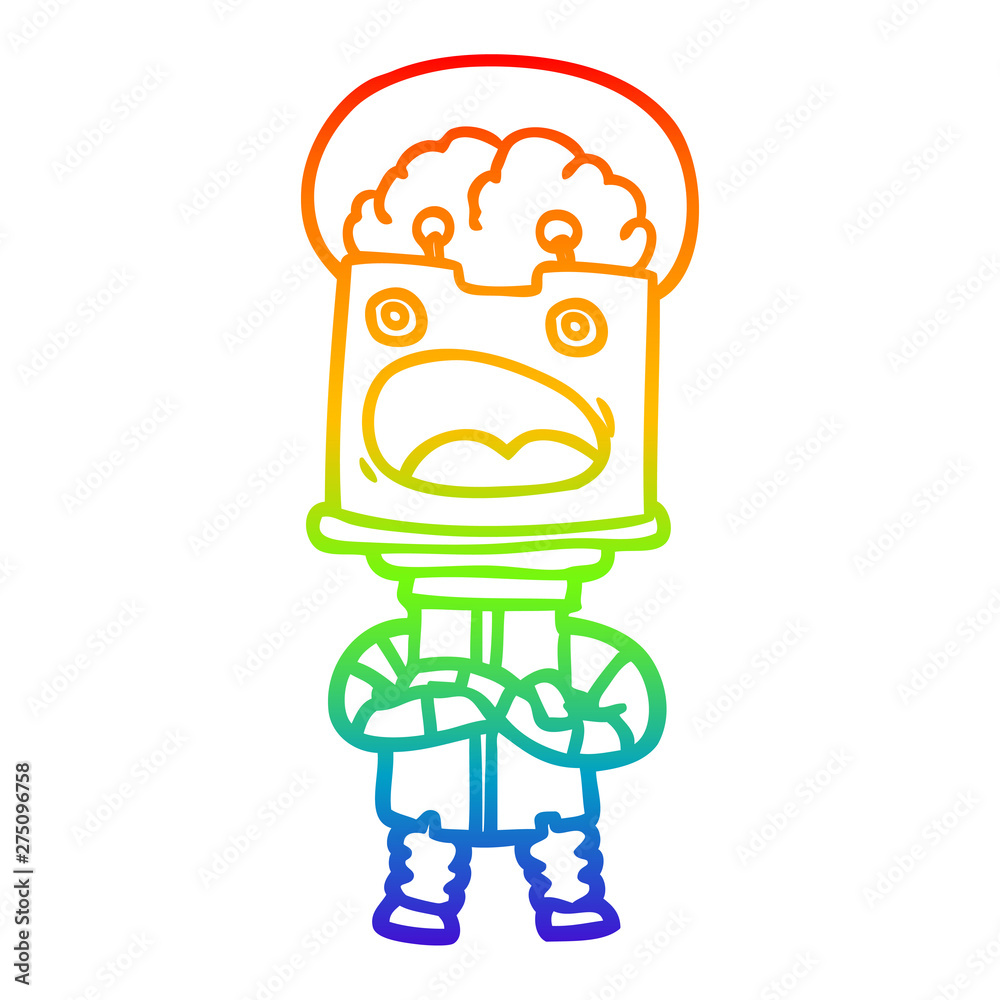 rainbow gradient line drawing cartoon robot rainbow gradient line drawing cartoon robot