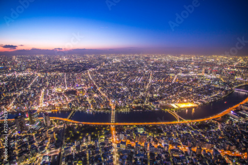 the night view by tokyo skytree