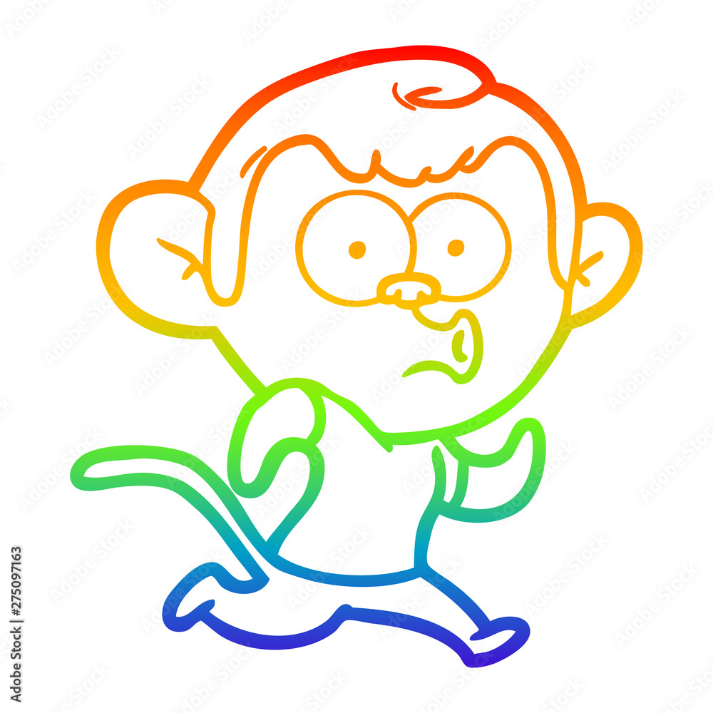 rainbow gradient line drawing cartoon hooting monkey rainbow gradient line drawing cartoon hooting monkey