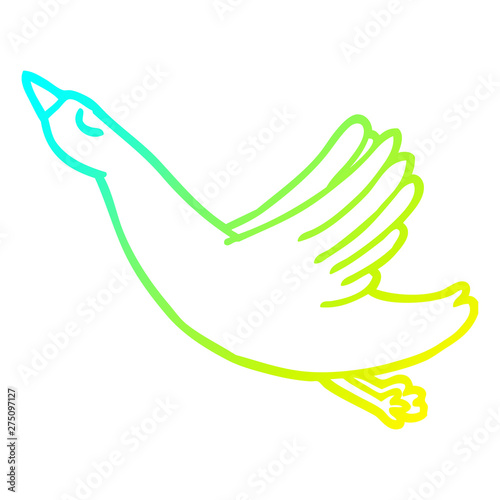 cold gradient line drawing cartoon flying duck
