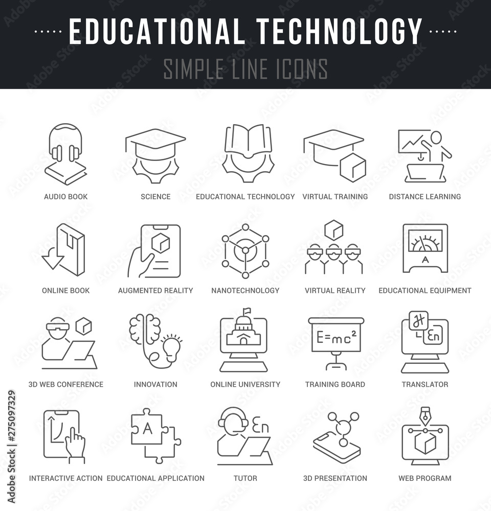 Set Vector Line Icons of Educational Technology Set Vector Line Icons of Educational Technology