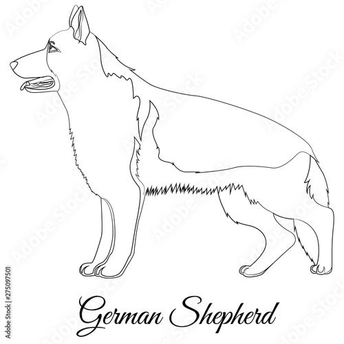 German shepherd cartoon dog outline