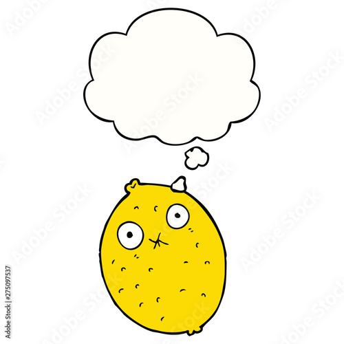 cartoon bitter lemon and thought bubble