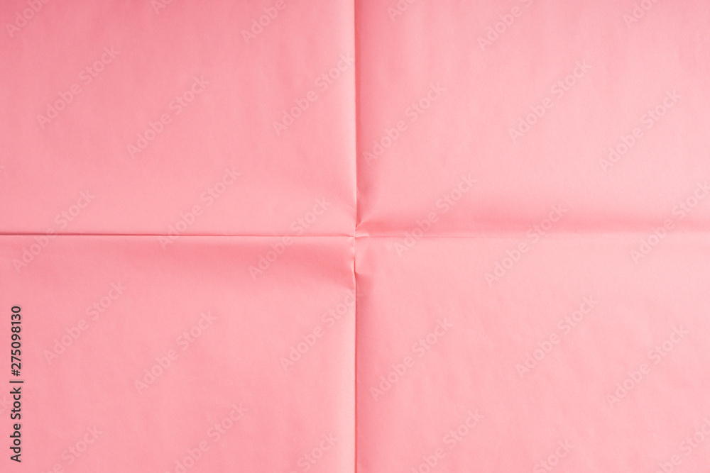Fototapeta premium Pink coral wrapping paper background with crease texture. Geometry abstract art concept backdrop.