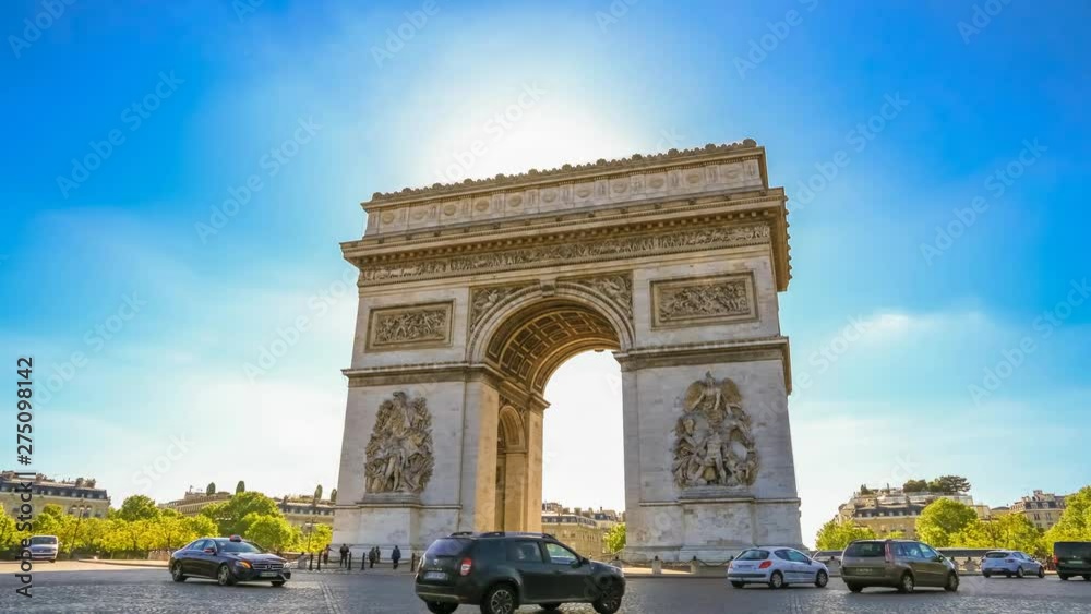 Great time lapse video of Arc de Triomphe de l'Étoile (Triumphal Arch of the Star) in Paris. View from the west side of the monument shows the traffic on the roundabout of which the Arc is the centre.