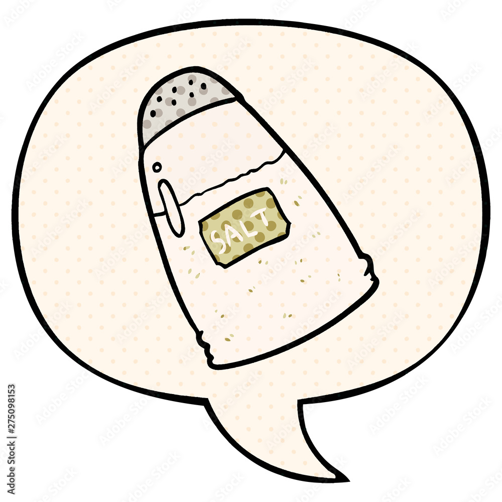 cartoon salt shaker and speech bubble in comic book style cartoon salt shaker and speech bubble in comic book style