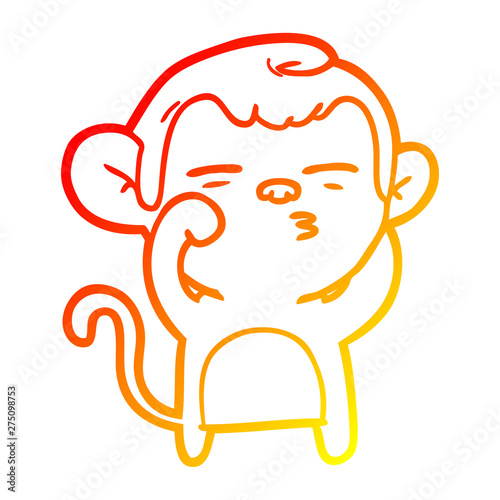 warm gradient line drawing cartoon suspicious monkey