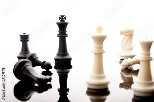 Business strategy concept on white background. Start up business planning Strategy idea with chess game. 4