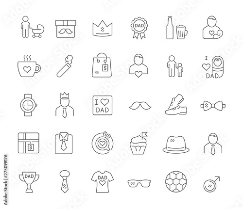 Set Vector Line Icons of Father s Day