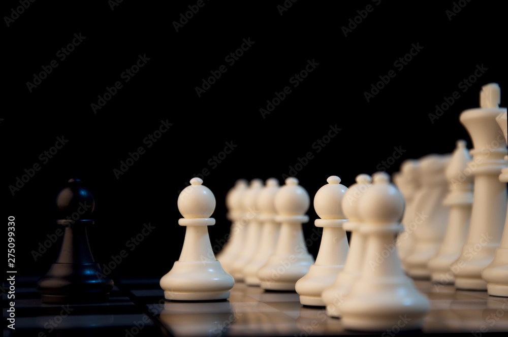Business strategy concept on black background. Start up business planning Strategy idea with chess game. 13