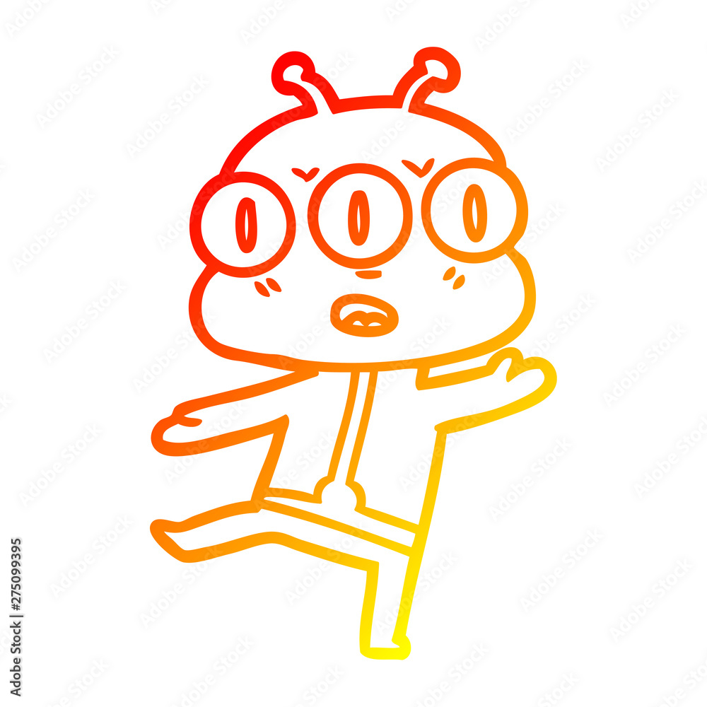 warm gradient line drawing cartoon three eyed alien warm gradient line drawing cartoon three eyed alien