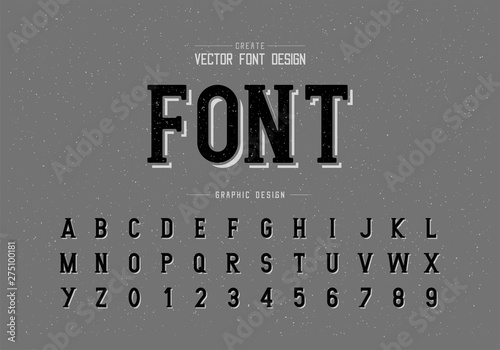 Texture Font and alphabet vector, Writing style typeface letter and number design, graphic text on background