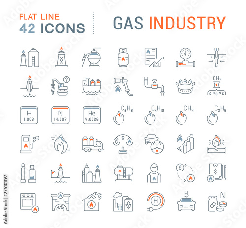 Set Vector Line Icons of Gas Industry