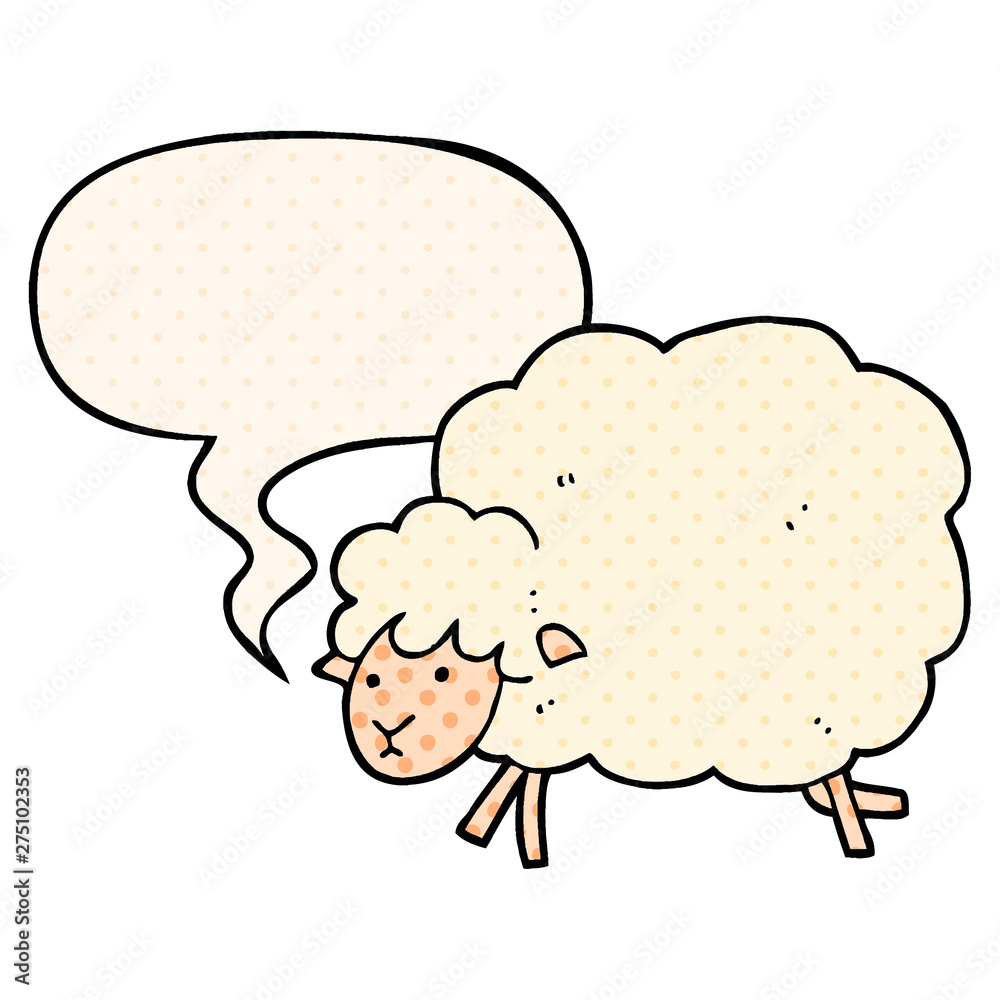 cartoon sheep and speech bubble in comic book style cartoon sheep and speech bubble in comic book style