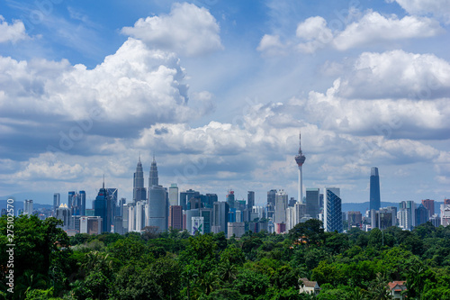 Monsoon view over downtown Kuala Lumpur (KL). KL is the capital of Malaysia. Its modern skyline is dominated by KLCC, KL Tower and Exchange106. 