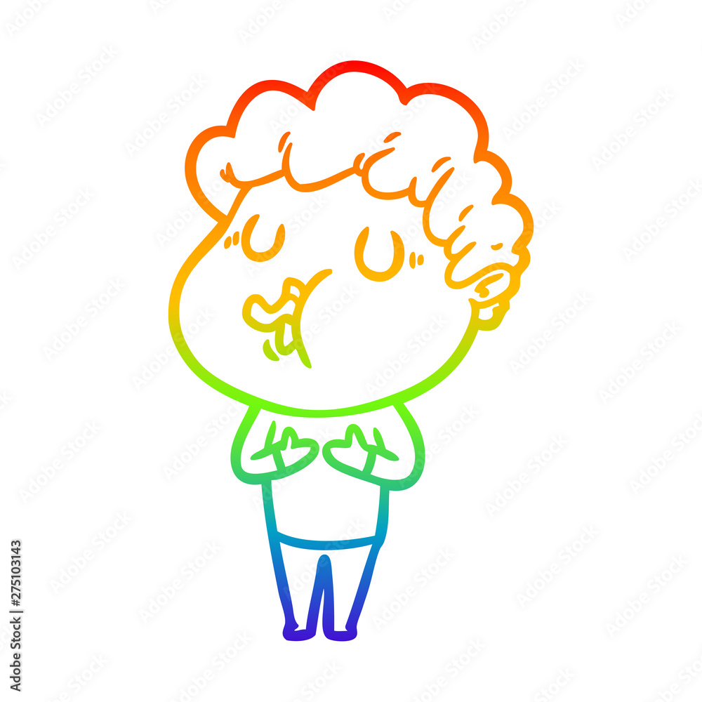 rainbow gradient line drawing cartoon man singing rainbow gradient line drawing cartoon man singing