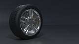 Alloy wheels tire auto on a dark background  3d render
