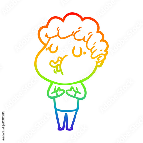 rainbow gradient line drawing cartoon man singing