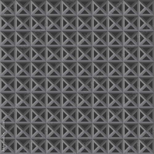 Black and grey abstract seamless vector pattern. Background composed of triangles with network design. 