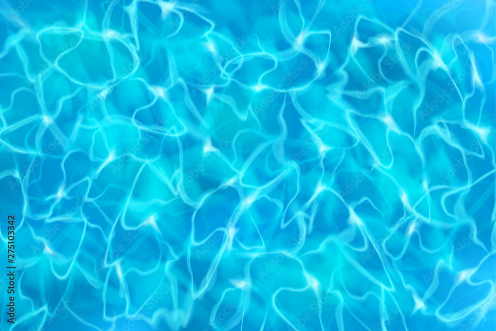 Swimming pool. Drawing of water waves. Sandy beach. Vector illustration.