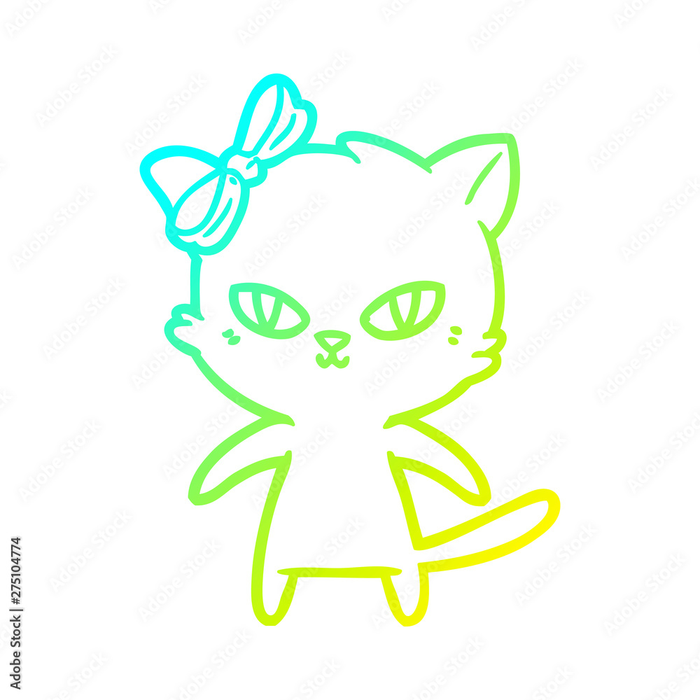 cold gradient line drawing cute cartoon cat cold gradient line drawing cute cartoon cat