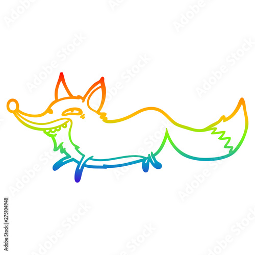 rainbow gradient line drawing cute cartoon sly fox