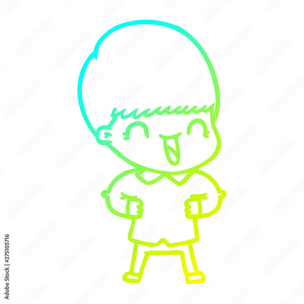 cold gradient line drawing happy cartoon boy cold gradient line drawing happy cartoon boy