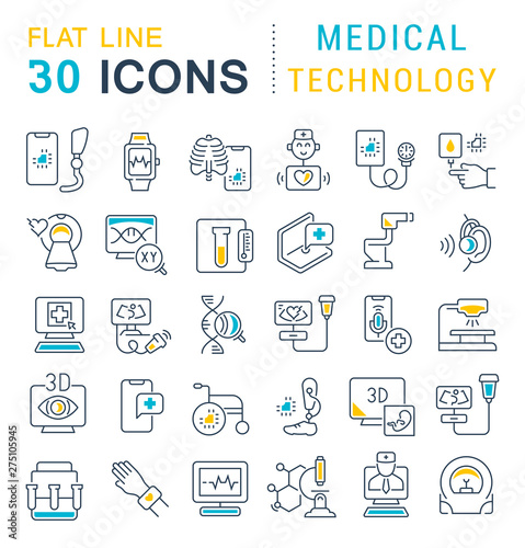 Set Vector Line Icons of Medical Technology