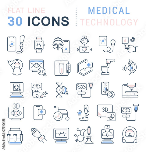 Set Vector Line Icons of Medical Technology
