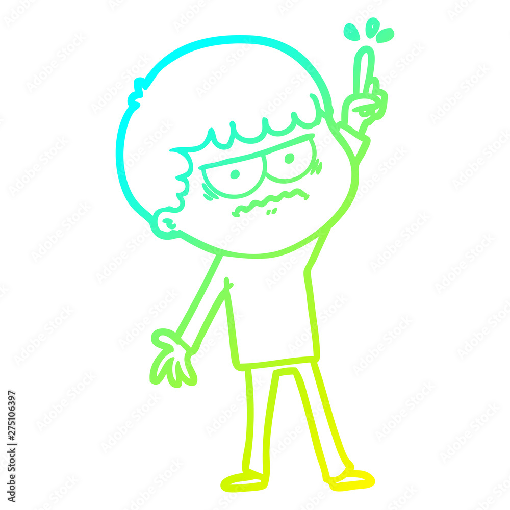 cold gradient line drawing cartoon annoyed man cold gradient line drawing cartoon annoyed man