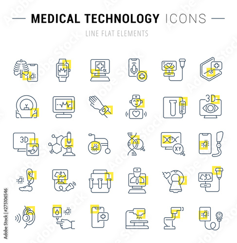 Set Vector Line Icons of Medical Technology