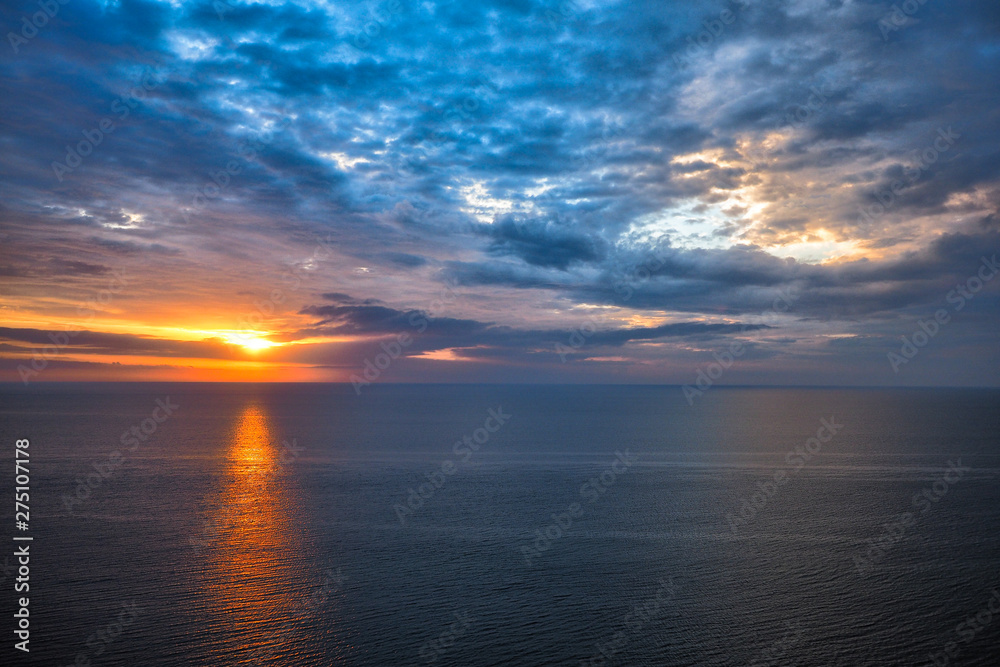 Stunning sunrise over the sea. Black Sea. Bulgaria