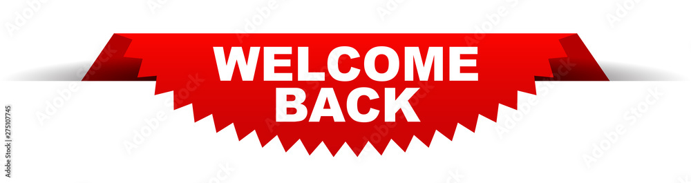 red vector banner welcome back