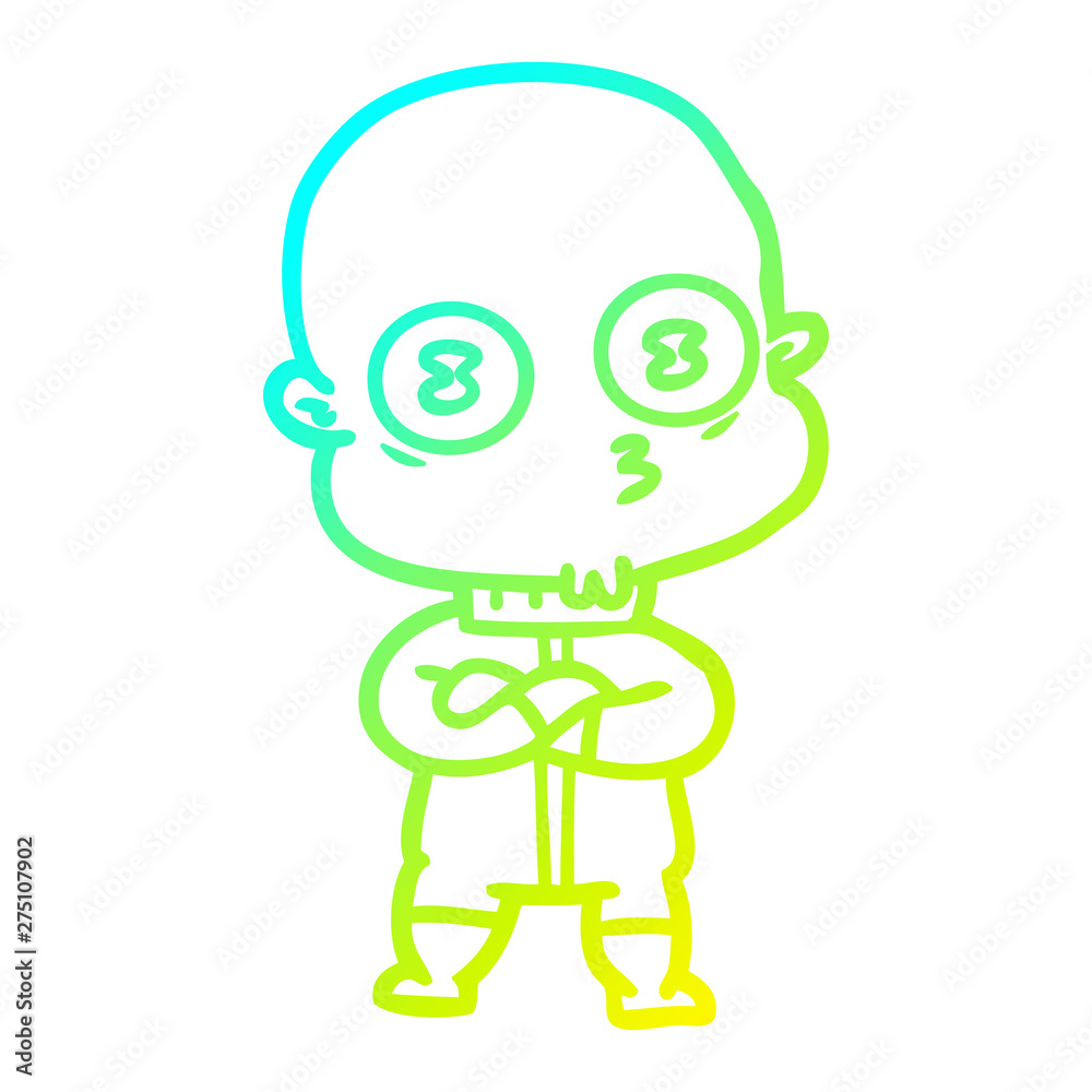 cold gradient line drawing cartoon weird bald spaceman cold gradient line drawing cartoon weird bald spaceman
