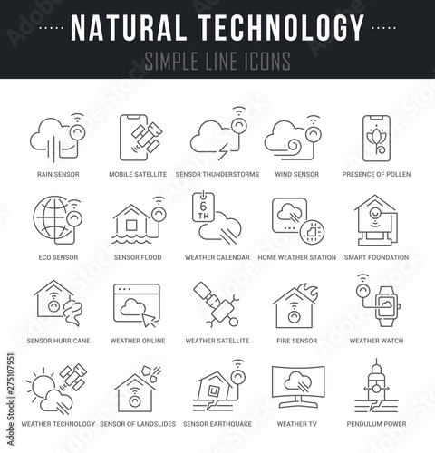 Set Vector Line Icons of Natural Technology