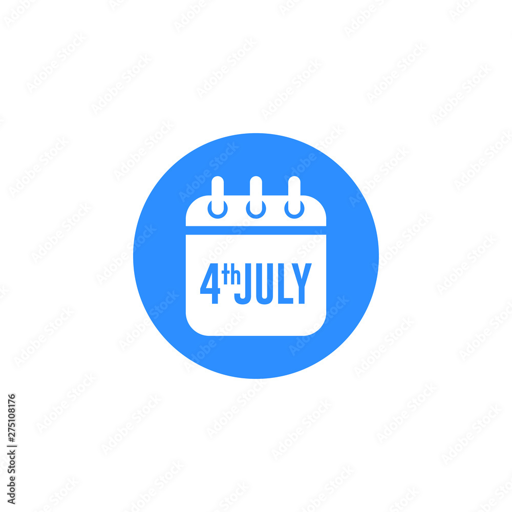 Fototapeta premium Modern Fourth Of July United States Independence Day Celebration Flag Calendar Icon Blue and Red Grey Color For Personal and all Business Company with High end Look