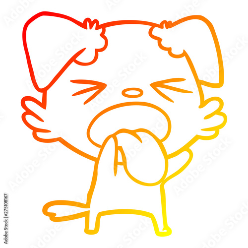 warm gradient line drawing cartoon disgusted dog