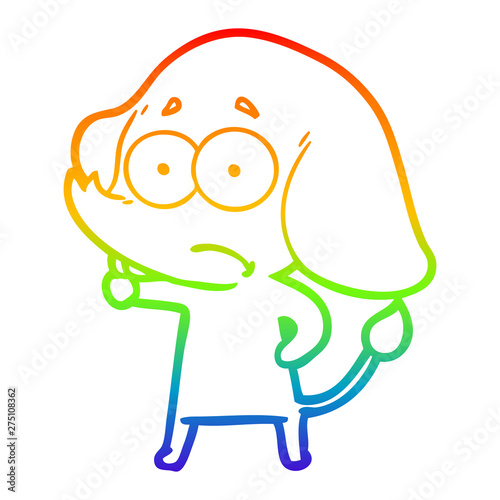 rainbow gradient line drawing cartoon unsure elephant